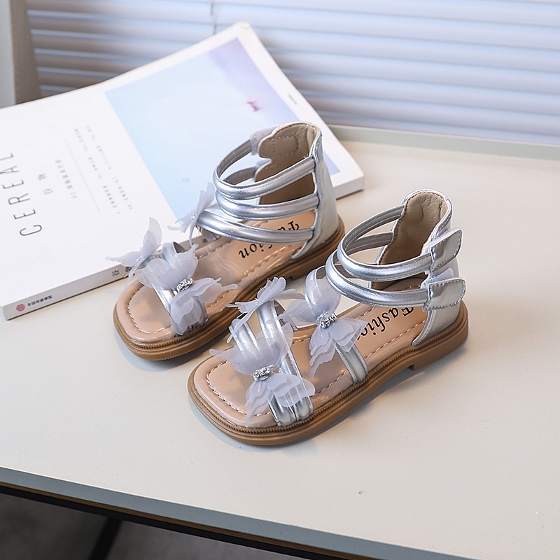Bella Neman Giày sandal bé gái công chúa cánh bướm voan, đế mềm êm chân, chống trượt mùa hè