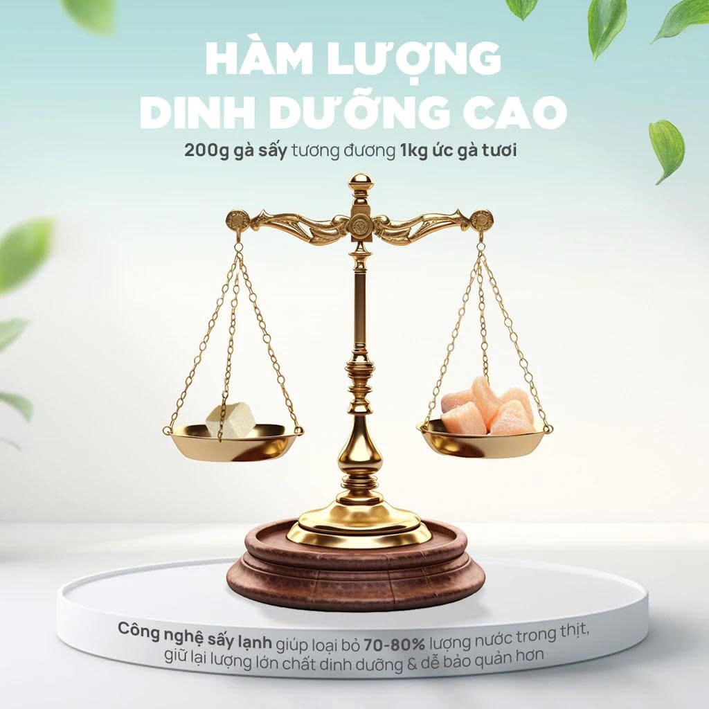 Thức ăn đông khô PET cho chó mèo, Viên gà sấy thăng hoa, Snack Ức gà Cỏ mèo Lòng đỏ trứng Gan gà