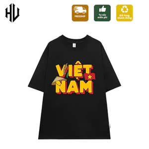 Áo thun UNISEX in chữ '' Việt Nam '' OVERSIZE form rộng nam nữ in hình VIỆT NAM chất Cotton mềm mịn