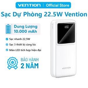 Sạc Dự Phòng 10000mAh 22.5W Vention, 4 Cổng USB/Type-C/Micro, Hỗ Trợ Sạc Nhanh PD 3.0