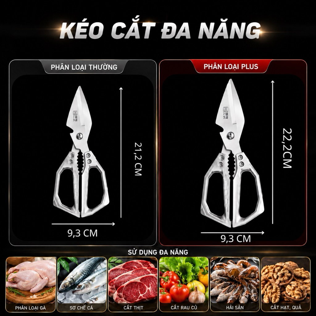 Hàng Loại 1 - Kéo Cắt Gà Đa Năng Thép Cao Cấp Cắt Xương Thực Phẩm Dễ Dàng