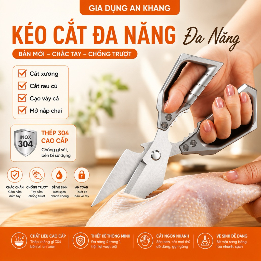 Hàng Loại 1 - Kéo Cắt Gà Đa Năng Thép Cao Cấp Cắt Xương Thực Phẩm Dễ Dàng