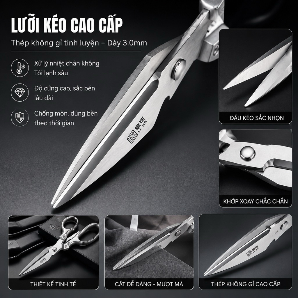 Hàng Loại 1 - Kéo Cắt Gà Đa Năng Thép Cao Cấp Cắt Xương Thực Phẩm Dễ Dàng