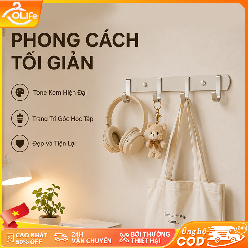 𝐎𝐥𝐢𝐟𝐞 Móc Treo Quần Áo Đa Năng Móc Treo Quần Áo Dán Trường Móc Dán Treo Đồ Chịu Lực Cây Treo Quần Áo Trong Phòng