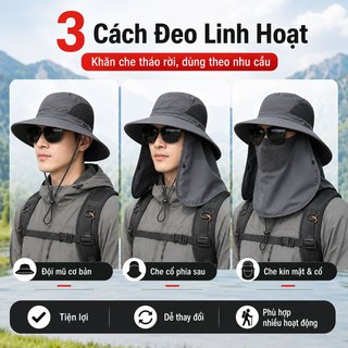 Mùa Hè Tia Ngoài Trời Che Nắng Mũ Lớn Vành MũChống Nắng Full Face Cover Mũ Câu Cá Mặt Che Nắng Đi bộ đường dài trại Tấm