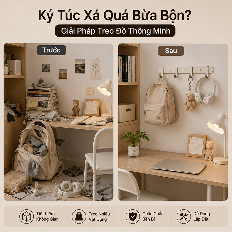 𝐎𝐥𝐢𝐟𝐞 Móc Treo Quần Áo Đa Năng Móc Treo Quần Áo Dán Trường Móc Dán Treo Đồ Chịu Lực Cây Treo Quần Áo Trong Phòng