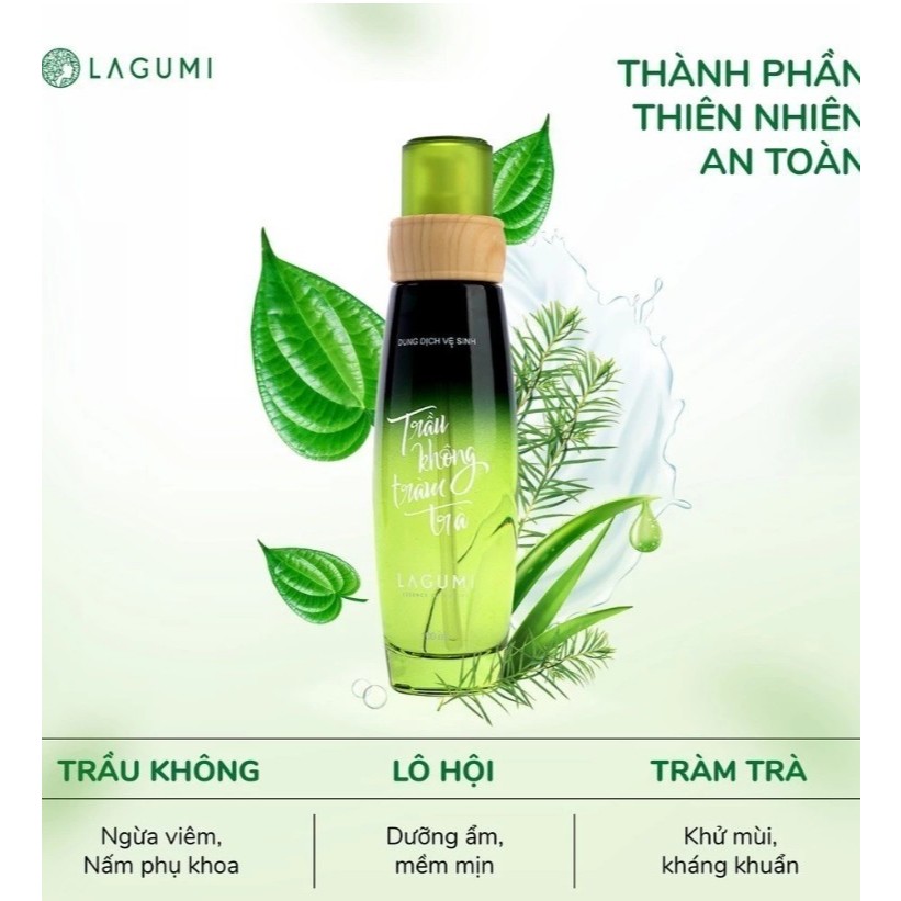 Dung Dịch Vệ Sinh Phụ Nữ Lagumi Trầu Không Tràm Trà Giảm Ngứa Khí Hư An Toàn Cho Cả Mẹ Bầu chai 100ml