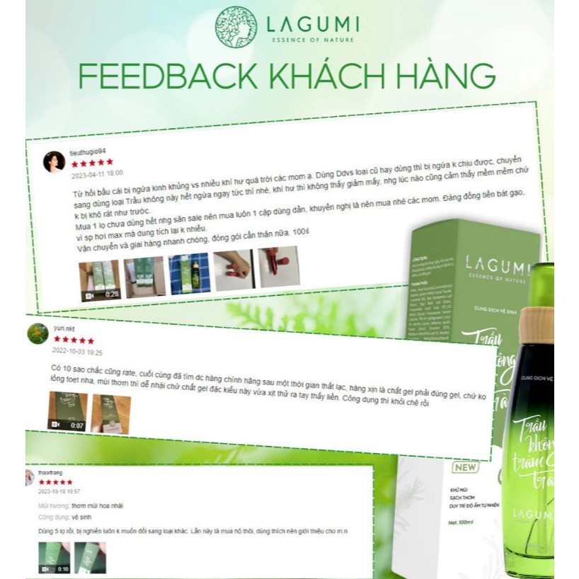 Dung Dịch Vệ Sinh Phụ Nữ Lagumi Trầu Không Tràm Trà Giảm Ngứa Khí Hư An Toàn Cho Cả Mẹ Bầu chai 100ml