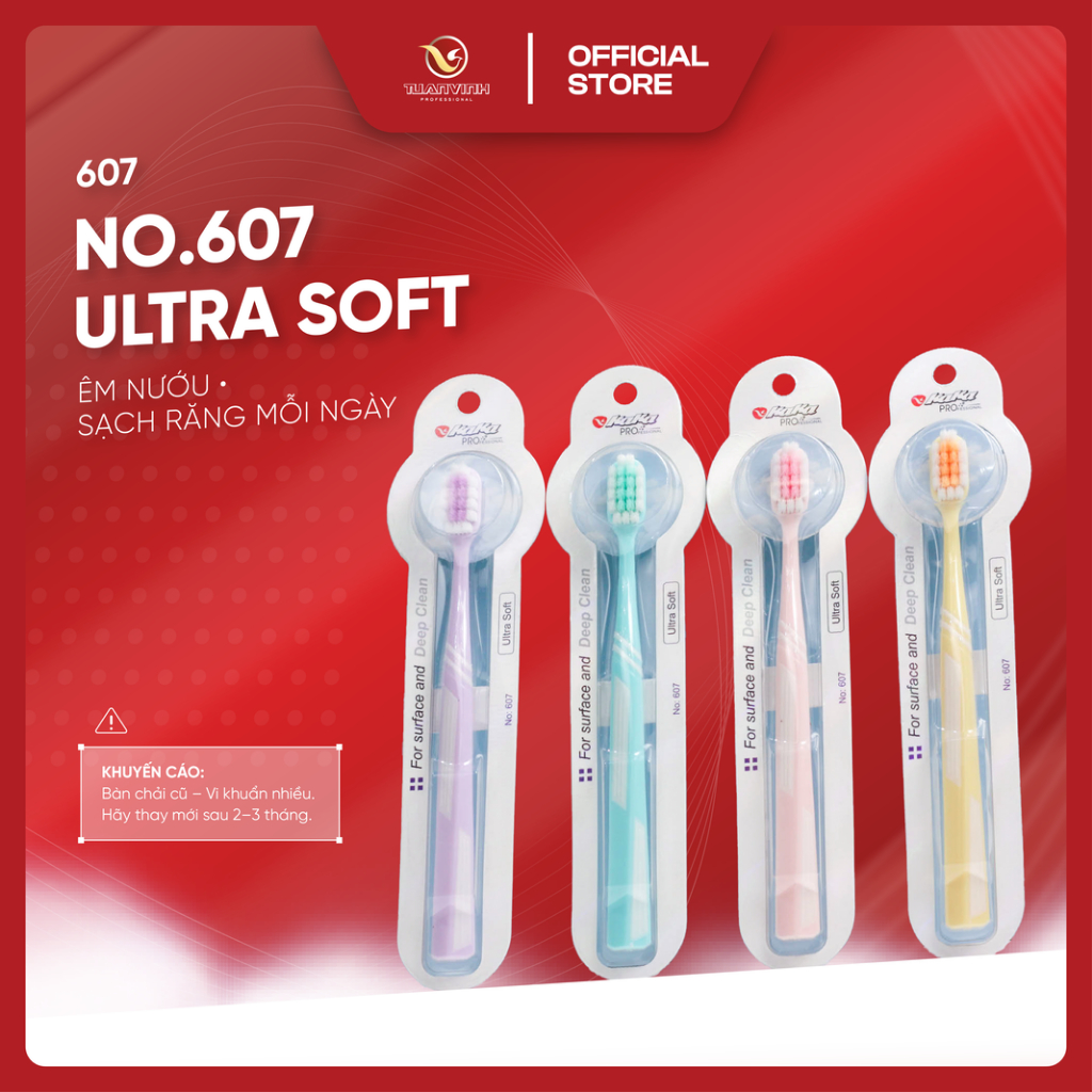 KAKA No.607 Ultra Soft Bàn Chải Đánh Răng - Siêu Mềm Lông Mịn Sạch Sâu Chăm Sóc Nướu Dùng Hằng Ngày Cho Người Lớn
