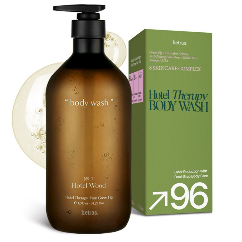 Sữa Tắm Hương Nước Hoa HETRAS Hotel Therapy Perfume Body Wash Hotel Wood 1.013L – Dưỡng Ẩm, Hương Thơm Sang Trọng