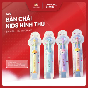 KAKA No.609 Bàn Chải Đánh Răng - Trẻ Em Hình Thú Siêu Mềm Lông Dịu Nhẹ An Toàn Cho Bé Dùng Hằng Ngày Chăm Sóc Răng Miệng