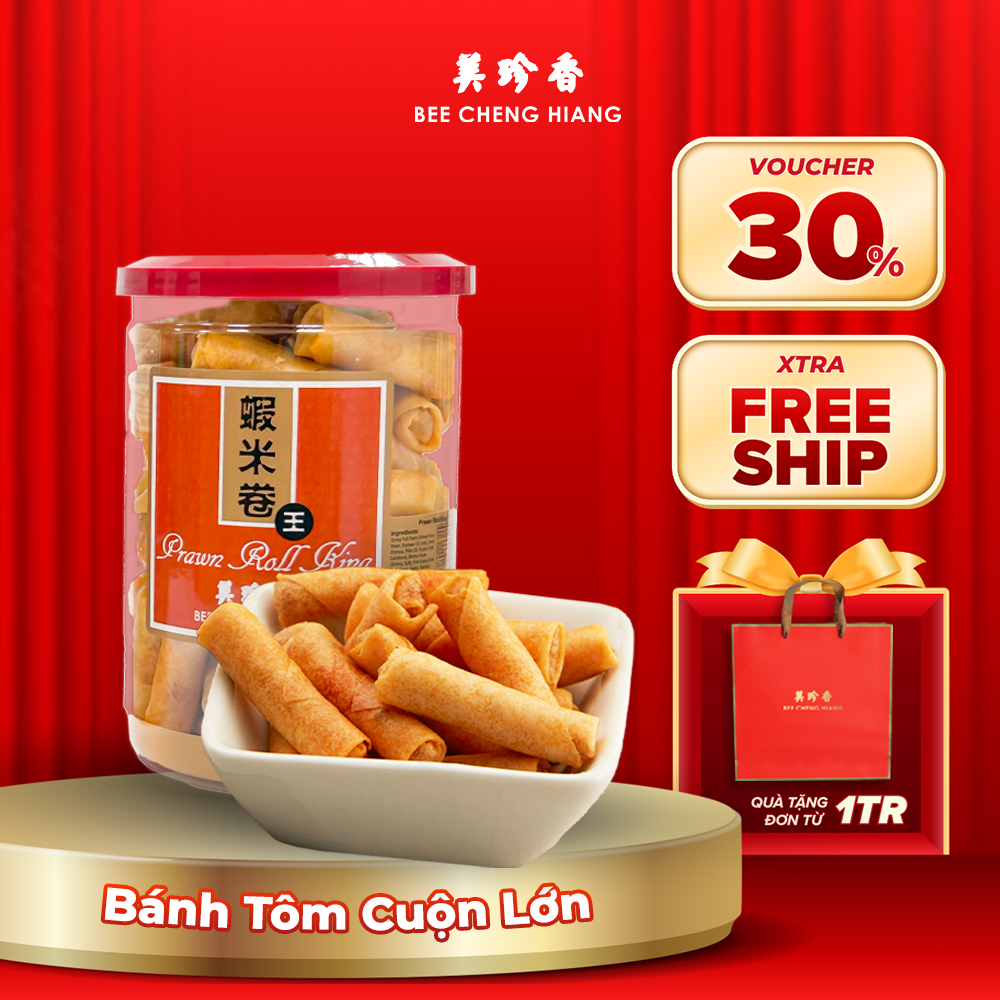 [CHỈ GIAO HOẢ TỐC] Bánh tôm cuộn lớn Bee Cheng Hiang 220G - Prawn Roll King 220G [DATE T08/2026]