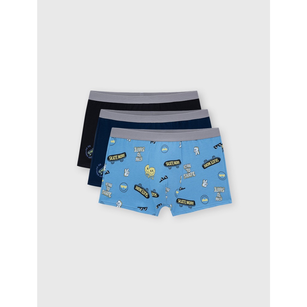 Combo 3 quần sịp đùi bé trai CANIFA quần lót mix màu chất liệu cotton pha mềm mại 2US26A001