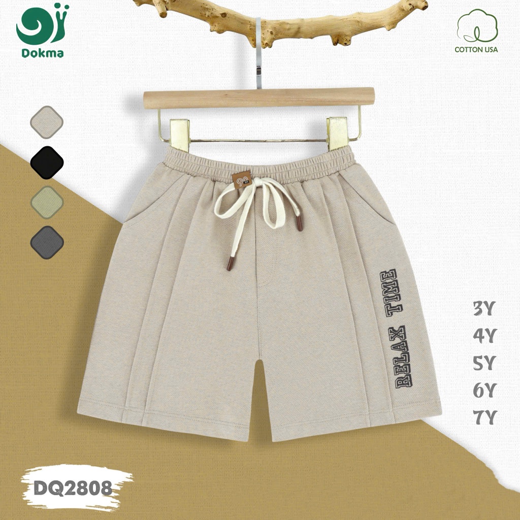 (12-22kg, 3-7Y) Quần Cộc Dokma, Quần Đùi Cotton, Da Cá Bé Trai DQ2025 DQ2808