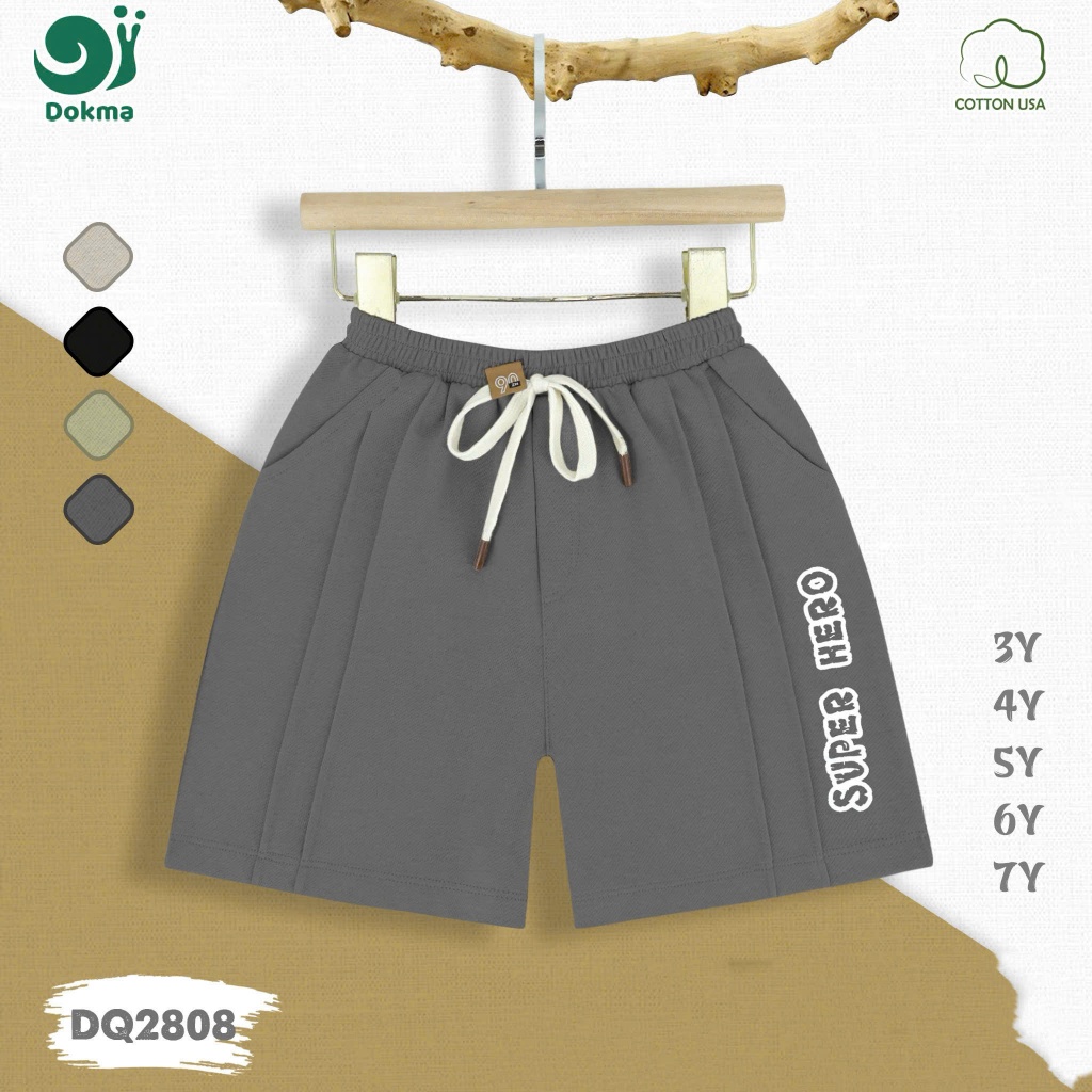 (12-22kg, 3-7Y) Quần Cộc Dokma, Quần Đùi Cotton, Da Cá Bé Trai DQ2025 DQ2808