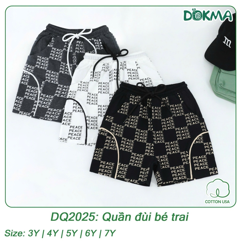 (12-22kg, 3-7Y) Quần Cộc Dokma, Quần Đùi Cotton, Da Cá Bé Trai DQ2025 DQ2808