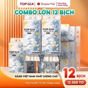 COMBO LỚN 12 bịch rút đáy mộc an Topgia 1000 tờ, 4 lớp dày dặn, hàng Việt Nam chất lượng cao, thùng 5/15 bịch