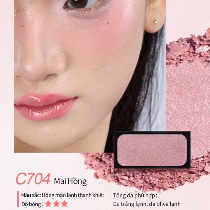 Combo 2 Ô Phấn Má Hồng Satin CHEERYEP Tiệp Da Tự Nhiên Sáng Da Không Lộ Phấn Kèm Hộp 2.2g x 2