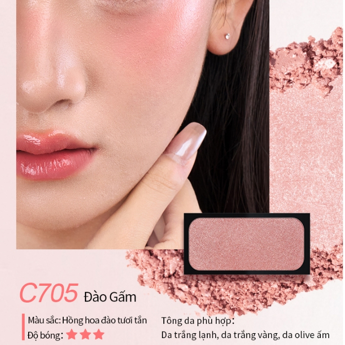 Combo 2 Ô Phấn Má Hồng Satin CHEERYEP Tiệp Da Tự Nhiên Sáng Da Không Lộ Phấn Kèm Hộp 2.2g x 2