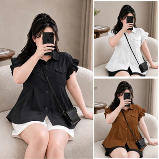 Áo sơ mi bigsize nữ cổ gập tay cánh tiên form rộng dáng áo babydoll dễ thương chất lụa mềm mịn SM35