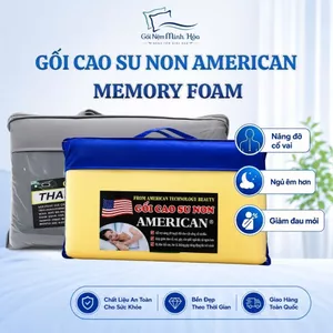 Gối Cao Su Non American Nhân Tạo - Gối Êm Ái, Thấm Mồ Hồi Tốt, An Toàn Cho Da, Thoáng Mát, Kích Thước 40cm x 60cm