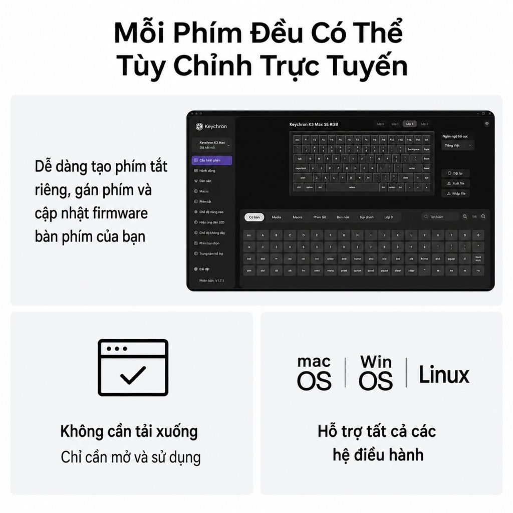 (Special Edition) Bàn phím cơ Keychron K3 Max SE Ultra Slim | Hot Swap | RGB | 2.4GHz&Bluetooth 5.2