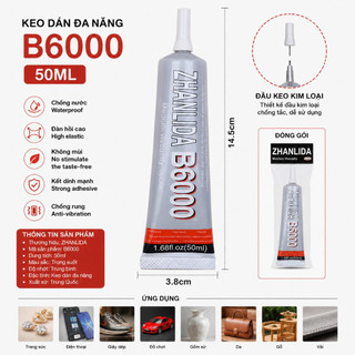Keo dán DIY trong suốt B6000 đính đá trang sức dán vải trang trí đồ handmade đa năng 50ml 110ml