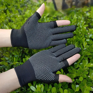 Set 10, 20 Đôi Găng Tay Hở 2 Ngón Phủ Hạt Nhựa Chống Trượt - Găng Tay Lái Xe Shipper, Chống Nắng, Cảm Ứng Điện Thoại, C