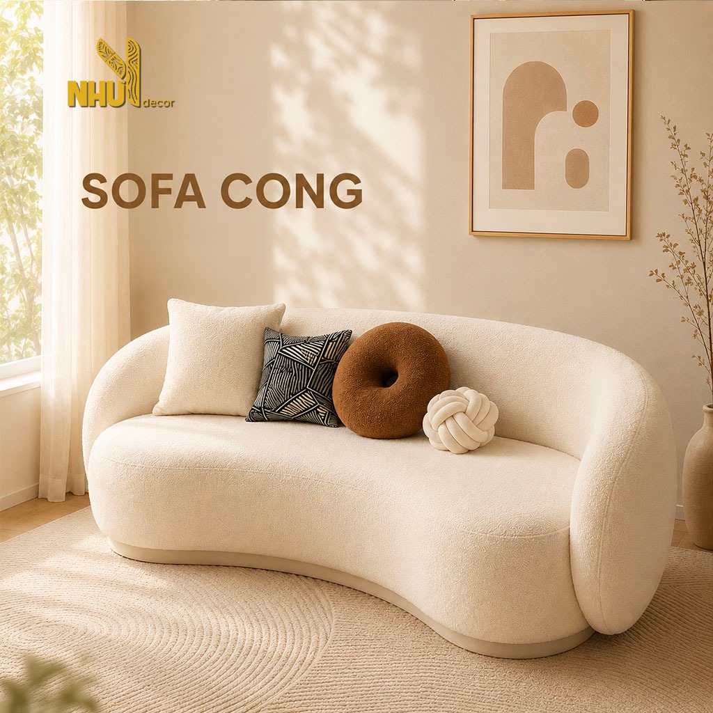 sofa cong NHU Y DECOR tặng kèm 2 gối đa dạng chất liệu vải, ghế salon phòng khách ghế chờ spa nhiều kích thước