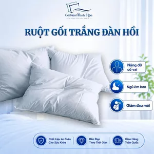 Ruột Gối Trắng - Gối Hơi Đàn Hồi Tốt, Chống Xẹp Lún, An Toàn Khi Sử Dụng, Kích Thước 40cm x 60cm