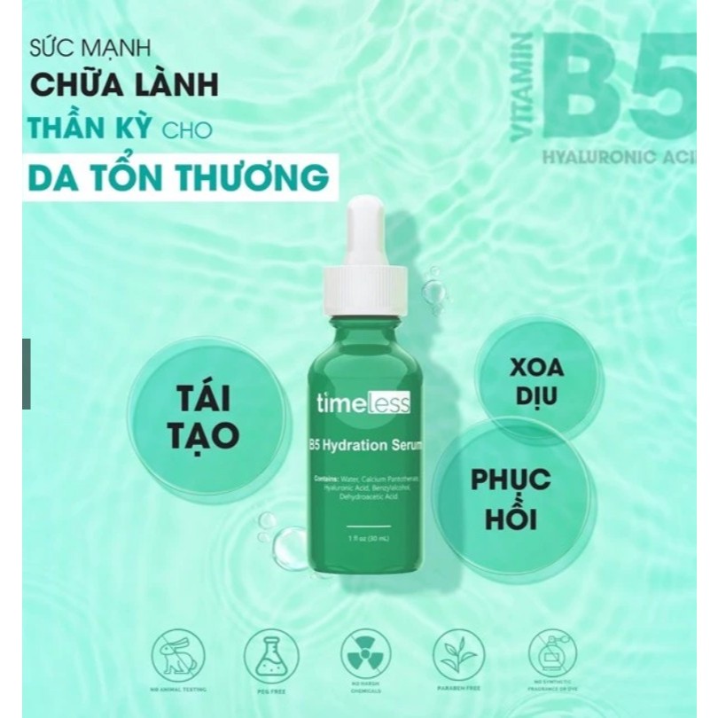 Serum Timeless Vitamin B5 Serum Timeless Vitamin B5 + Hyaluronic Acid 30ml dưỡng ẩm phục hồi da
