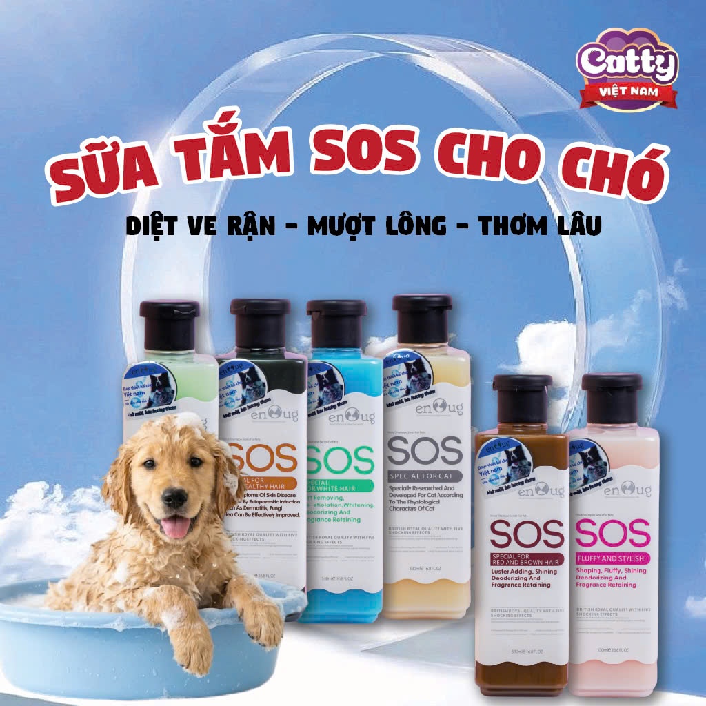 Sữa tắm SOS cho chó , Sữa tắm cho chó mèo enoug SOS 530ml đa dạng mùi hương , dưỡng mượt lông