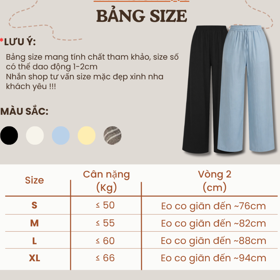 Quần Ống Suông Vải Linen Cạp Chun Co Giãn Thoải Mái Hàng Loại 1 Hot - Pena House
