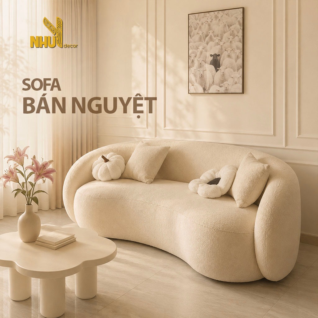 Ghế sofa bán nguyệt Nhu Y Decor đa dạng chất liệu giao hoả tốc hcm