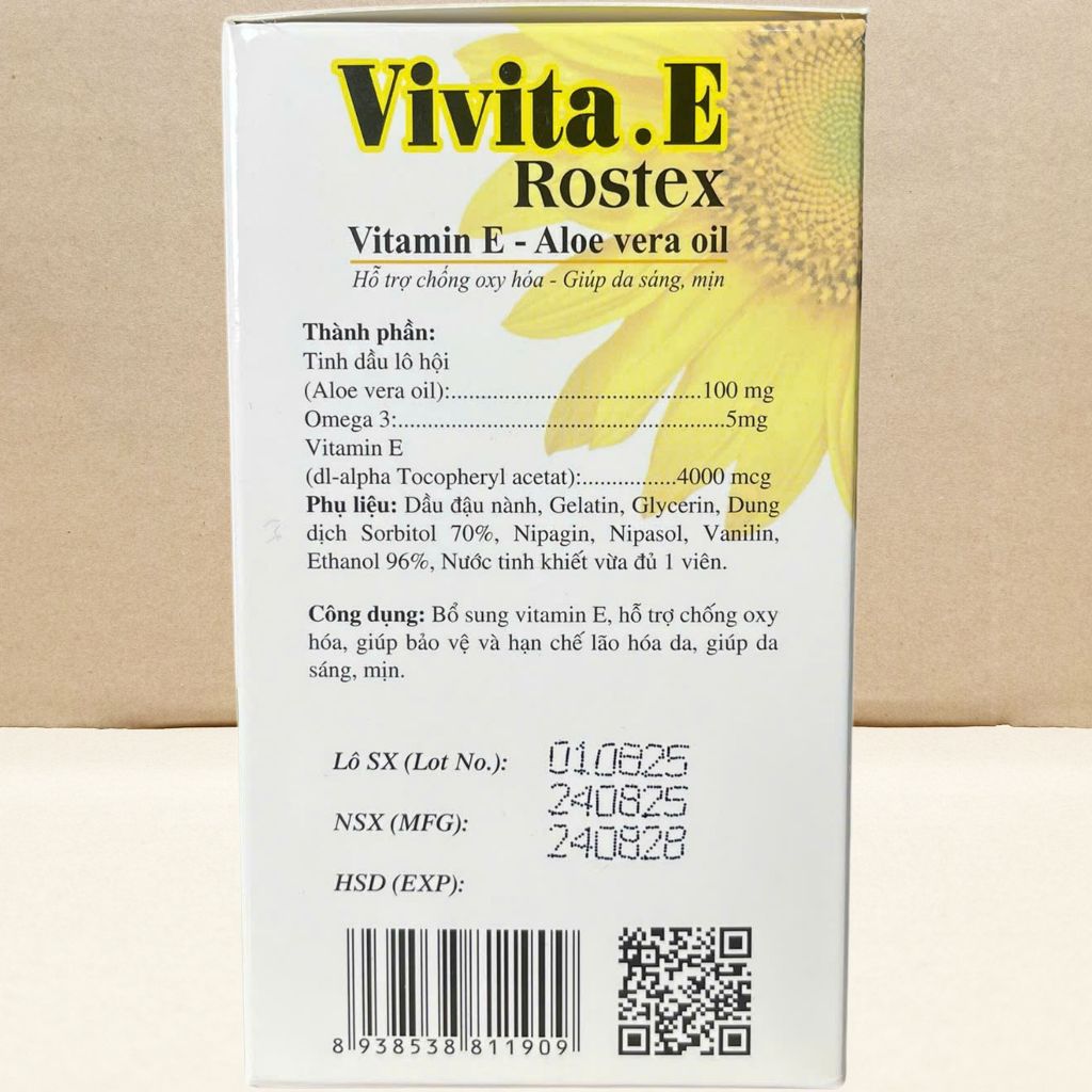 Combo 5 Hộp Vivita.E Rostex Trắng 100 Viên - Rostex - Vinaphar - Vitamin Chữa Lành
