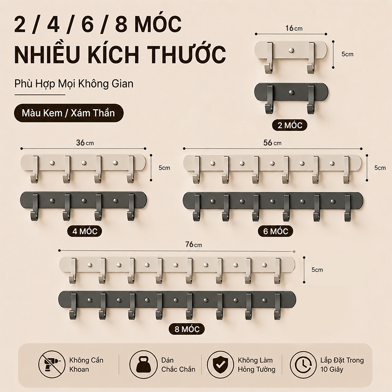 𝐎𝐥𝐢𝐟𝐞 Móc Treo Quần Áo Đa Năng Móc Treo Quần Áo Dán Trường Móc Dán Treo Đồ Chịu Lực Cây Treo Quần Áo Trong Phòng