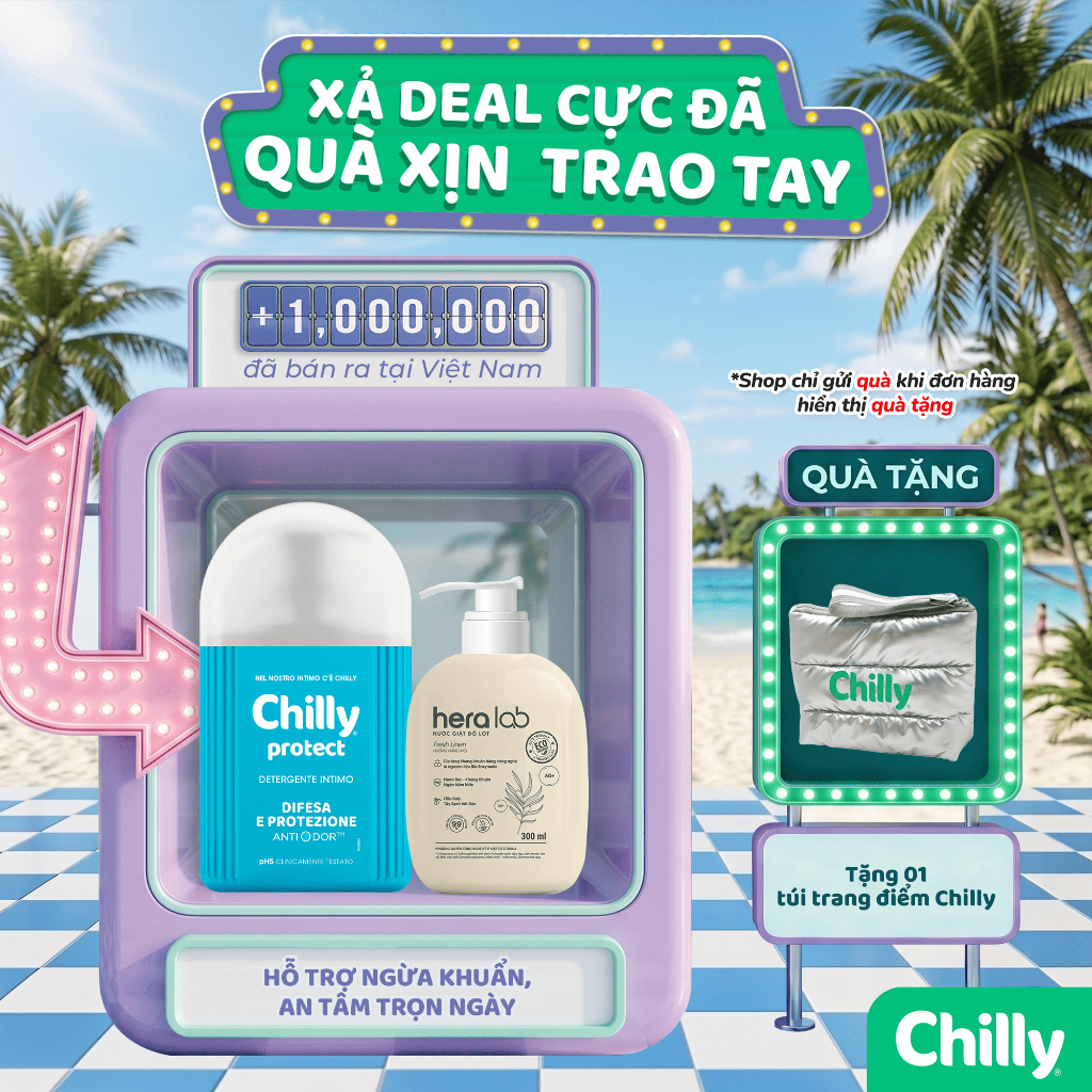 (EM AN) Combo dung dịch vệ sinh Chilly Protect 200ml+Nước giặt dồ lót Heralab hỗ trợ ngừa khuẩn, an tâm trọn ngày