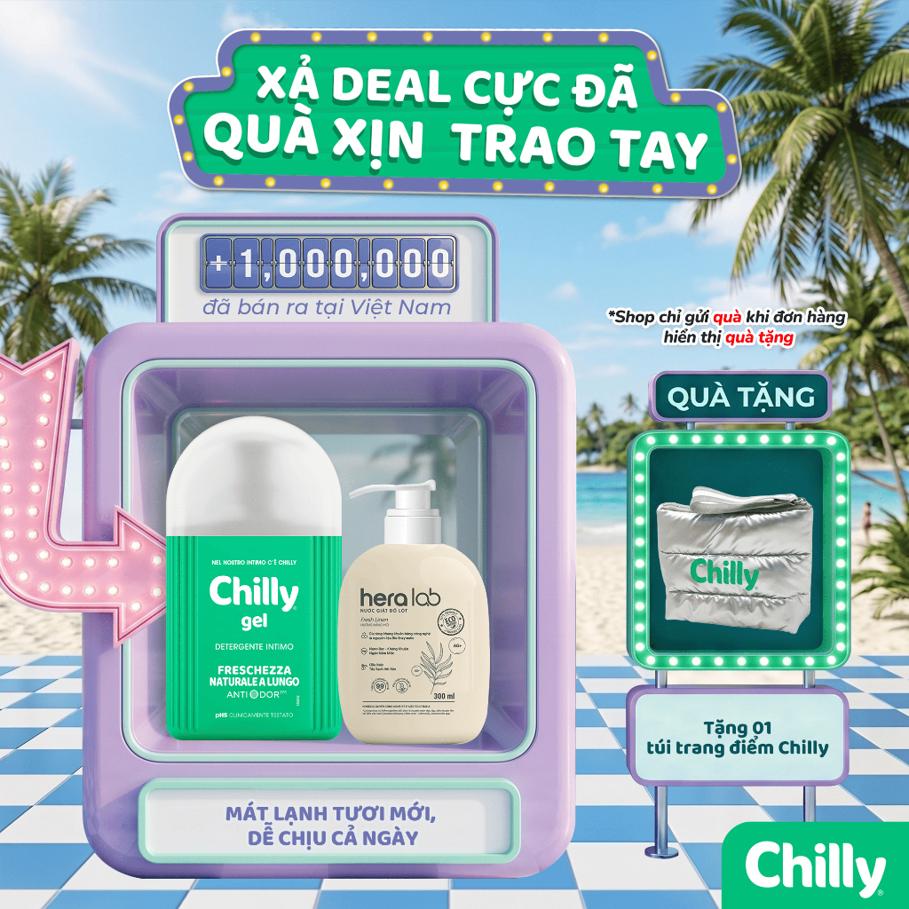 (EM CHILL) Combo dung dịch vệ sinh Chilly Gel 200ml + Nước Giặt Đồ Lót HeraLab 300ml mát lạnh tươi mới, dễ chịu cả ngày