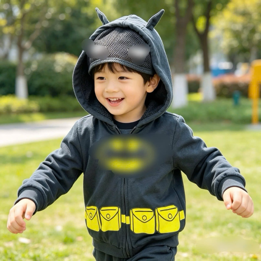 Áo Khoác Nỉ Hoodie Zip B.atman L061 Bé Trai Xuất Dư Thu Đông Size 4-8Y (15-29kg) Co Giãn Tốt