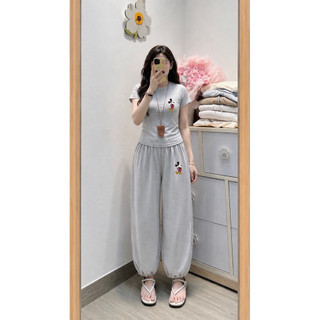Set bộ áo bbt mix quần bom chất tăm - in mickey