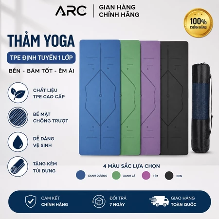 Thảm Tập Yoga Định Tuyến Grose TPE 1 Lớp Chống Trượt Tuyệt Đối Tặng Kèm Túi Thảm