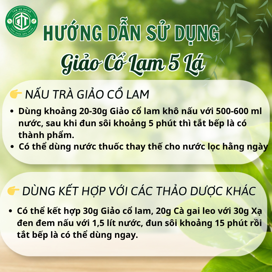 250g, 500g Giảo Cổ Lam 5 lá Loại 1 Đức Thiện (Khô, Sạch, Thơm) - Hỗ Trợ Tiểu Đường, Huyết Áp
