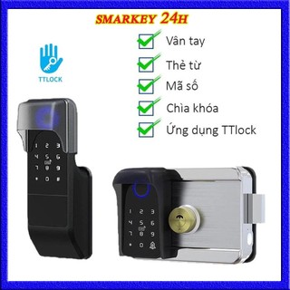 Bộ Khóa vân tay Cửa Sắt dùng App TTLock - inox 304 - 2 mặt vân tay - 5 kiểu mở khóa