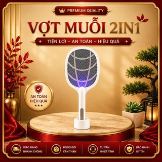 Vợt Muỗi Sạc Điện Diệt Muỗi Nhanh 3 Trong 1 Có Đèn UV Lưới 3 Lớp An Toàn