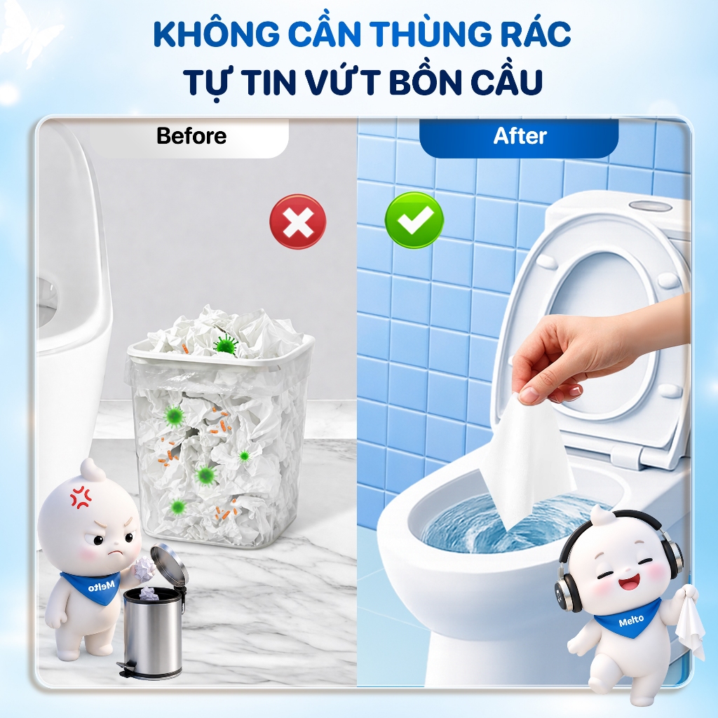 [TẶNG TÚI THƠM] Giấy đa năng rút đáy Melto TopGia dễ tan trong nước, tiện lợi mềm mịn, 1200 tờ