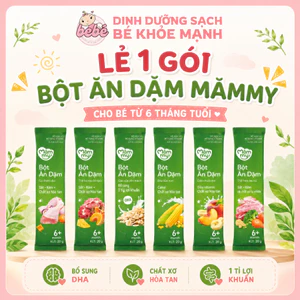 Bột ăn dặm Mămmy cho bé từ 6 tháng. Bổ sung DHA & sắt, chất xơ hòa tan