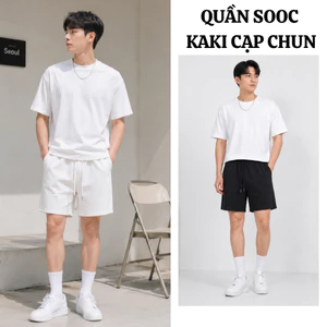 Quần Short nam Kaki FABUMAN Form đùi ngắn trên gối kèm dây rút cạp chun chất vải không nhăn thoáng mát bigsize