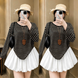 Set Áo Váy Bigsize Nữ Áo Lệch Vai Tay Dài Form Rộng Cá Tính Kèm Chân Váy Bí Ngô A319+CV413
