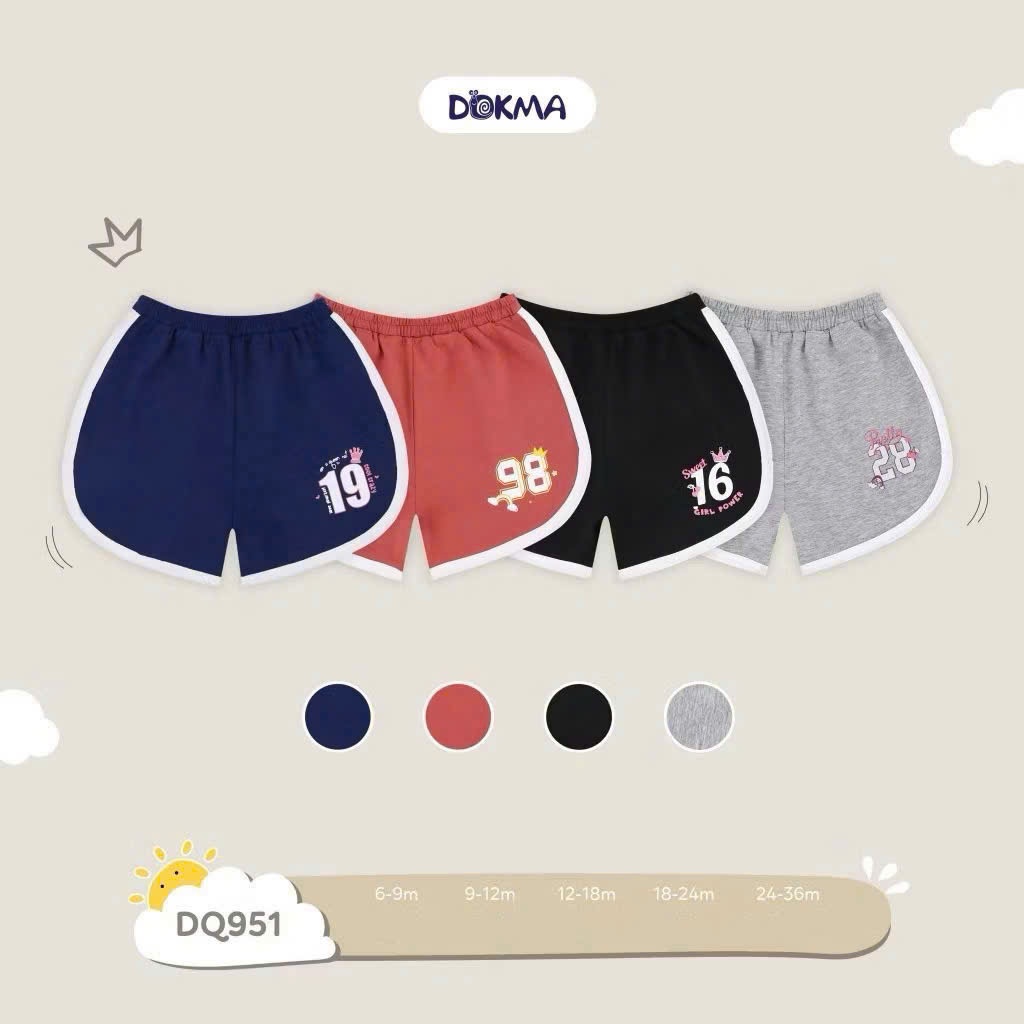 (8-13kg, 6-36M) Quần Đùi, Quần Cộc Chất Liệu Cotton Bé Gái Dokma DQ951 DQ2086 DQ2213 DQ2856