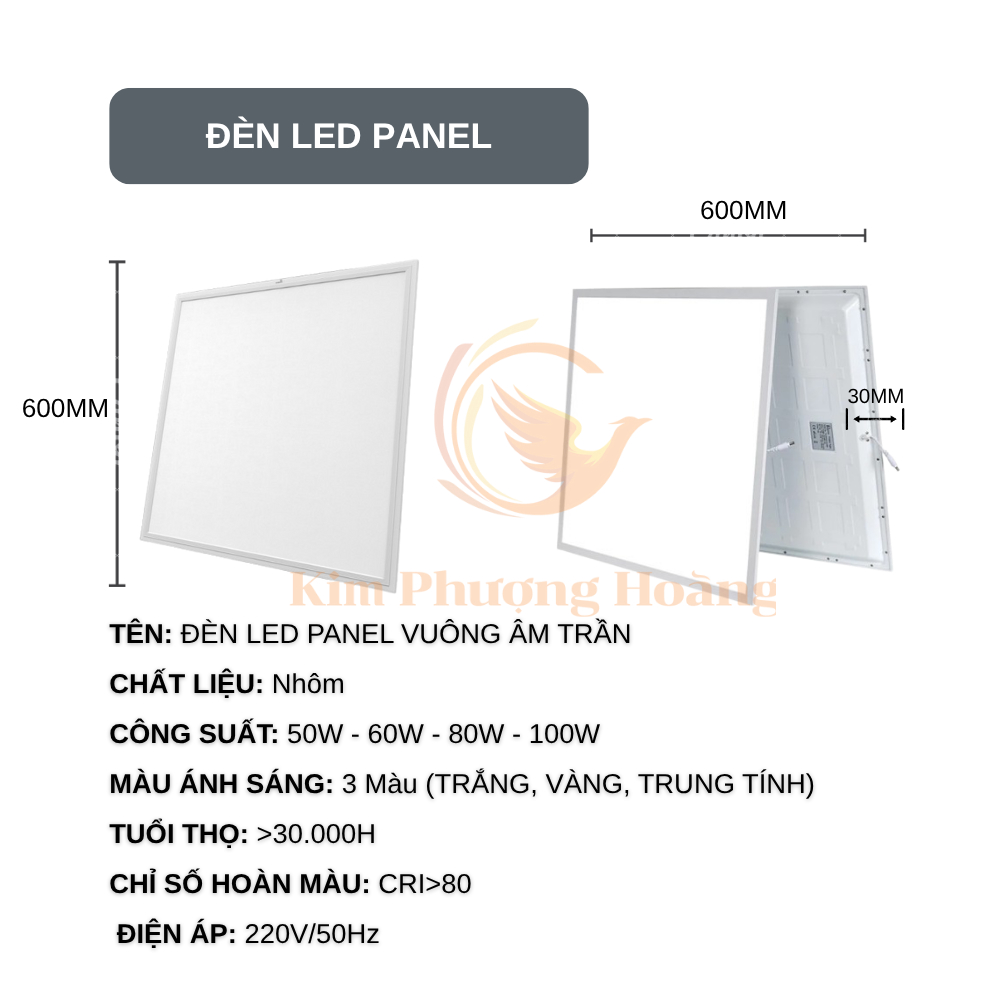 Đèn Panel LED Âm Trần/ Ốp Nổi Ánh Sáng Trắng Đủ Kích Thước 30x60 60x60 30x1m2 BH 2 năm